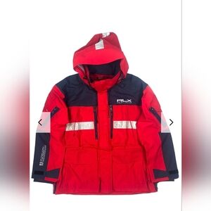 Polo Ralph Lauren RLX Red and Black Water-Repellent Hooded Anorak Jacket
